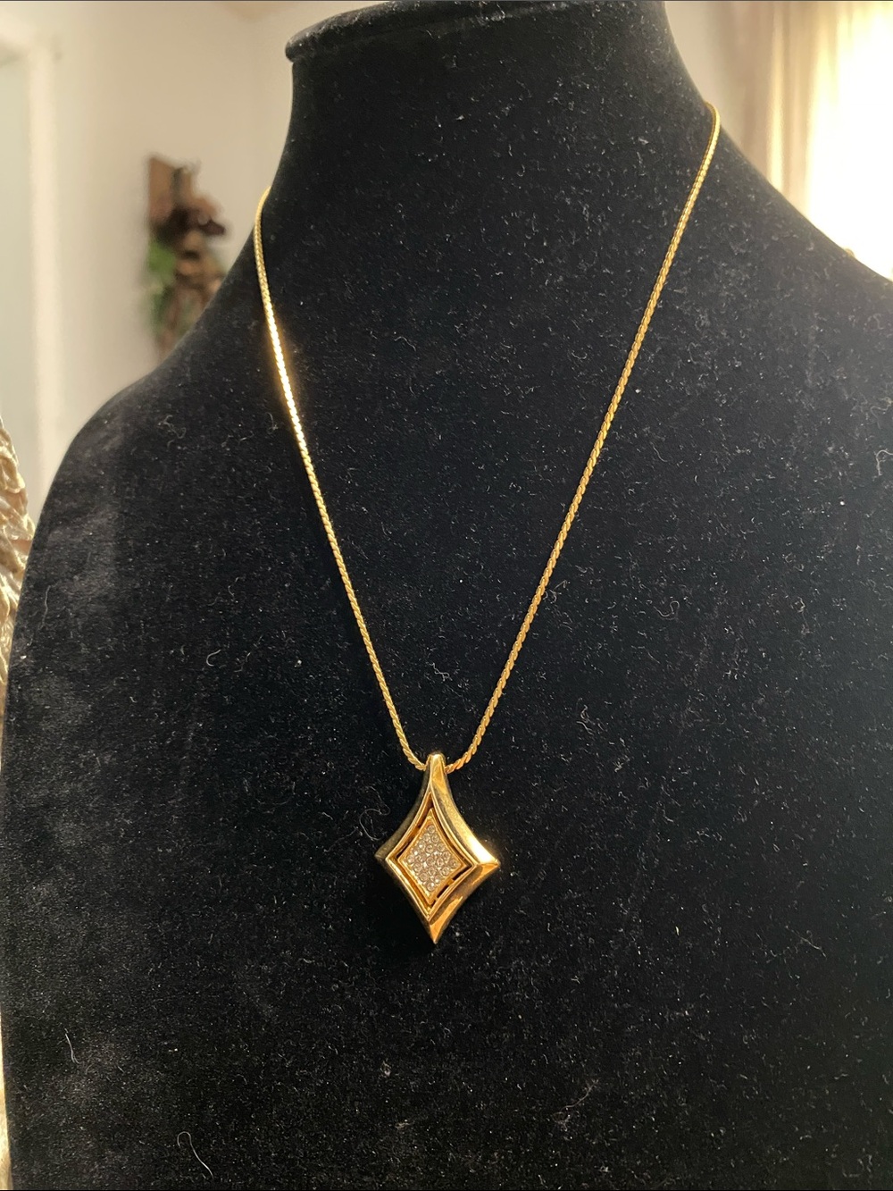 Monet Gold-Tone Diamond-Shaped Pendant Necklace
